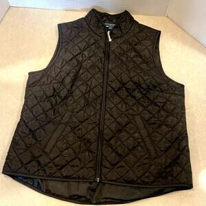 Karen Scott Sports women's quilted vest PL sleeveless zip up pockets black relax